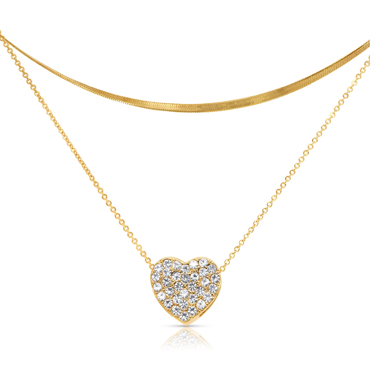 16K Gold Plated Orangikki Jewelry Heart Layered Necklace women – for