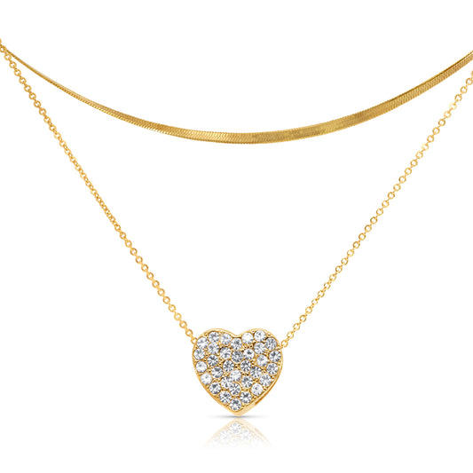 16K Gold Plated Heart Layered Necklace for women