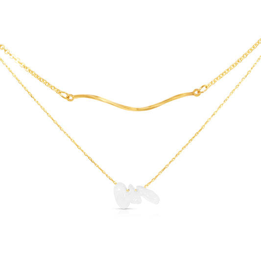 16K Gold Plated Natural Stone Layered Necklace